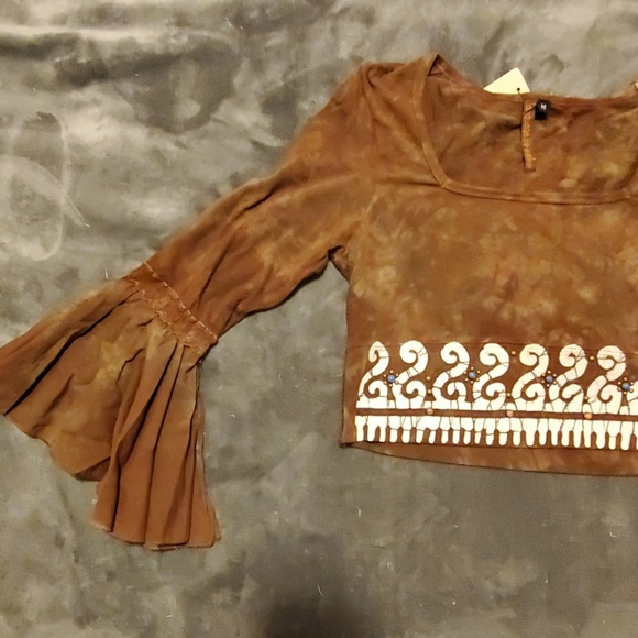✌Retro 70s✌style Boho Crop Top  (M) ☆NWT☆ - Picture 4 of 7